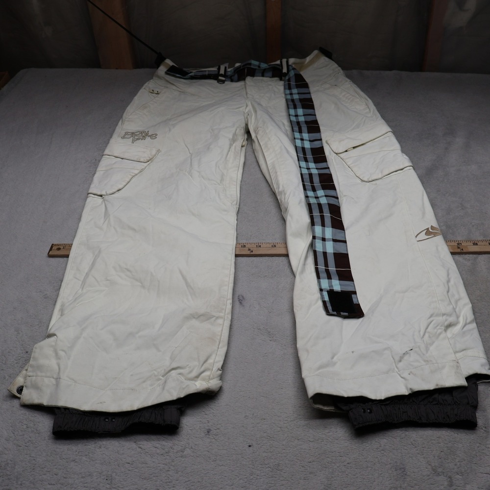 Bonfire Snow Pants Womens Medium White Belted Rain Wind Cargo Ski 36x31 READ
